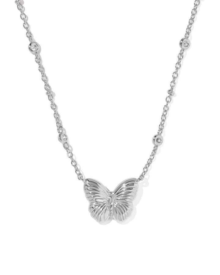 KENDRA SCOTT: RHODIUM/IVORY MOP CAILEY BUTTERFLY NECKLACE