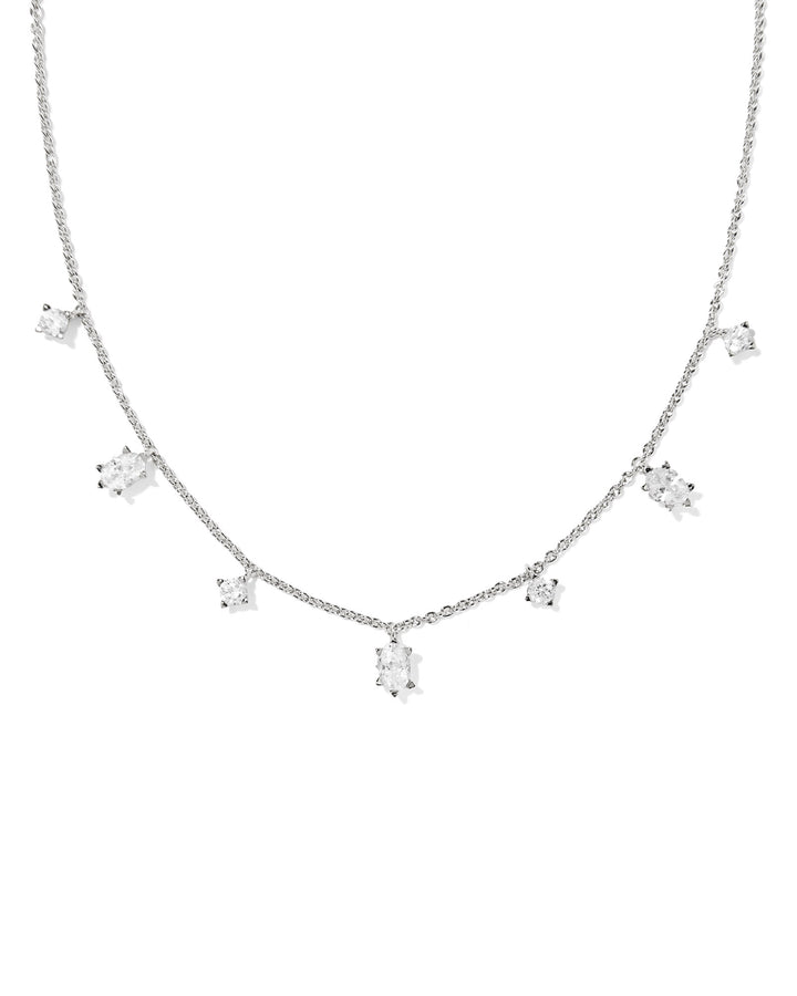 KENDRA SCOTT: RHODIUM CZ CAILIN DELICATE STRAND NECKLACE