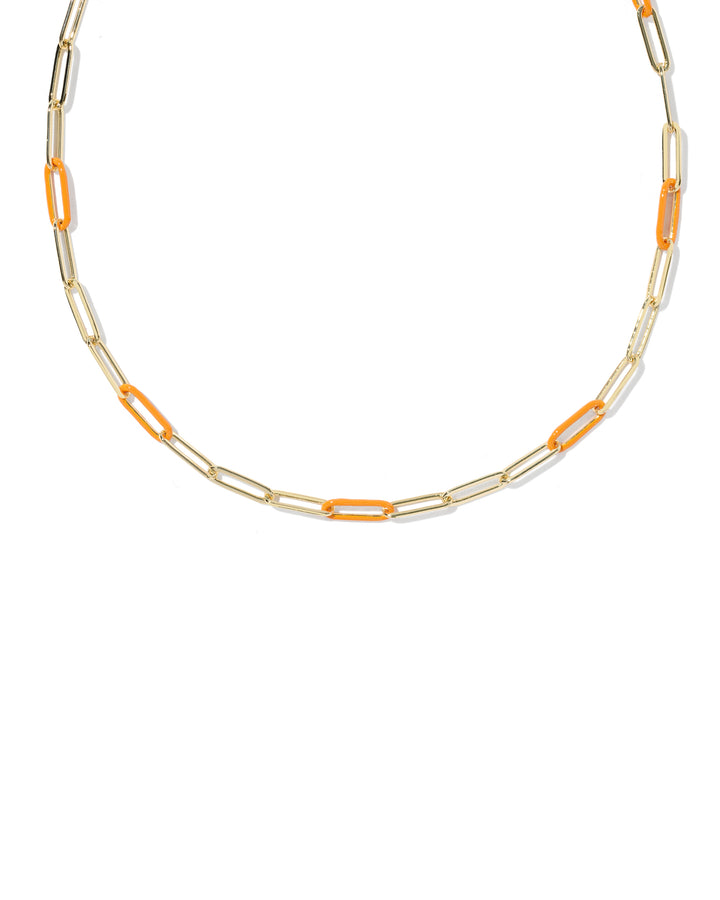 KENDRA SCOTT: COURTNEY ENAMEL PAPERCLIP NECKLACE -BRIGHT ORANGE