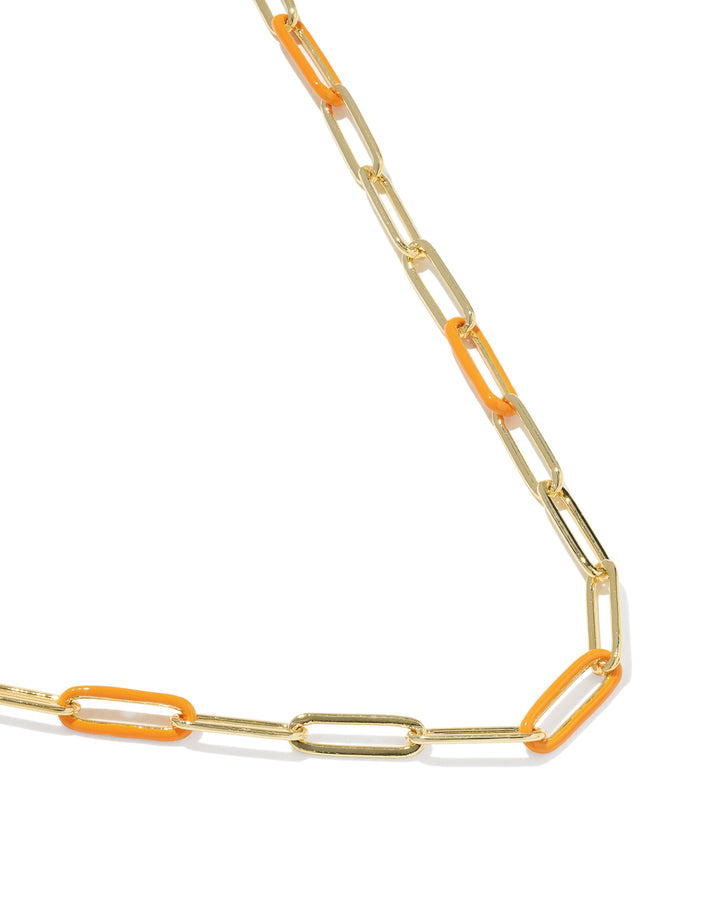 KENDRA SCOTT: COURTNEY ENAMEL PAPERCLIP NECKLACE -BRIGHT ORANGE