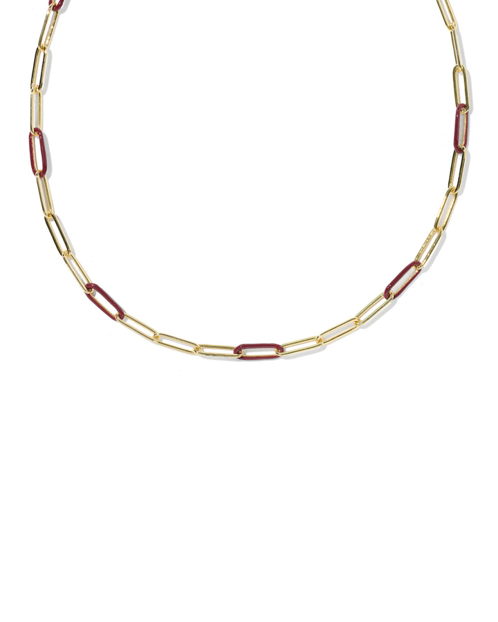 KENDRA SCOTT: COURTNEY ENAMEL PAPERCLIP NECKLACE - BURGUNDY
