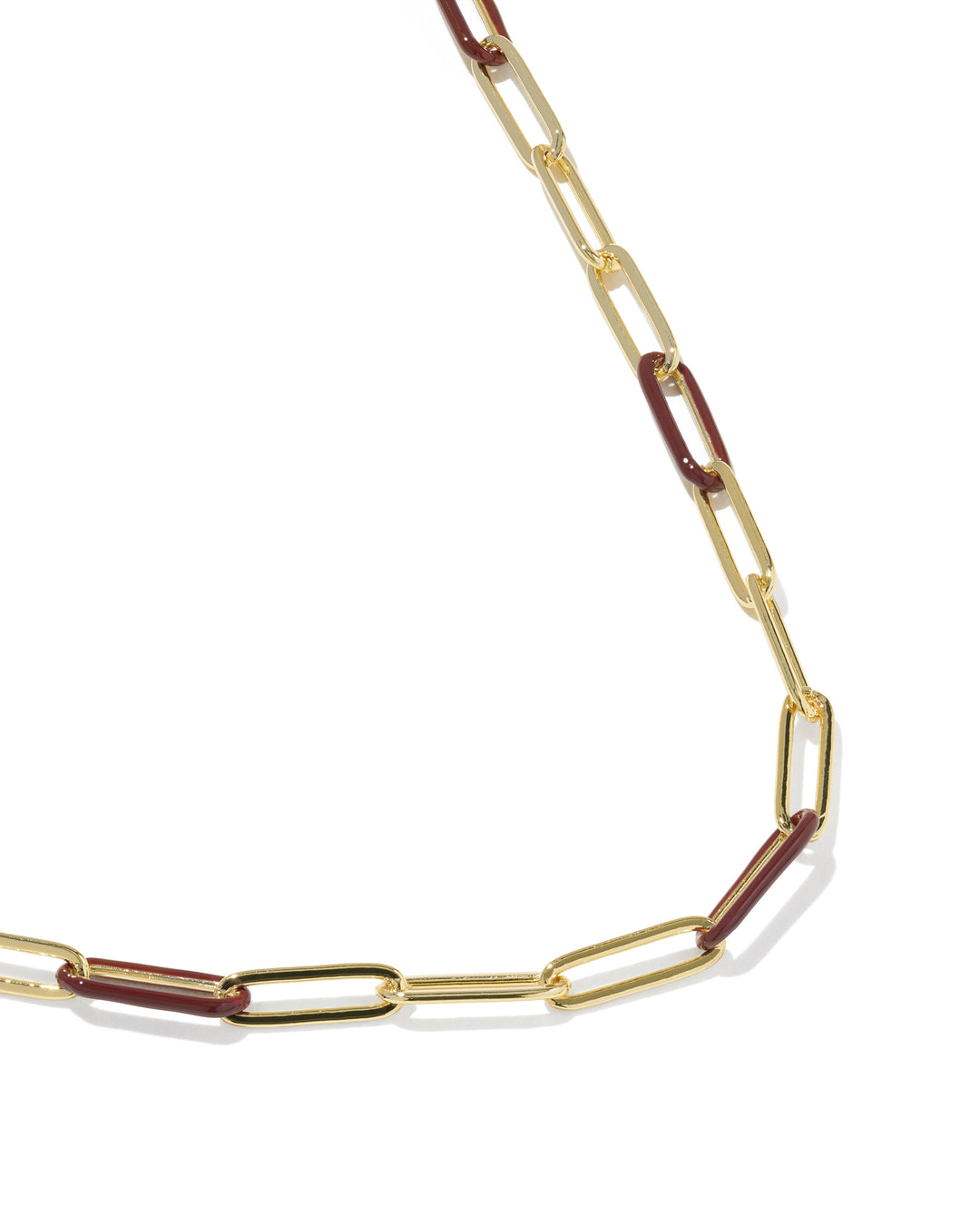 KENDRA SCOTT: COURTNEY ENAMEL PAPERCLIP NECKLACE - BURGUNDY