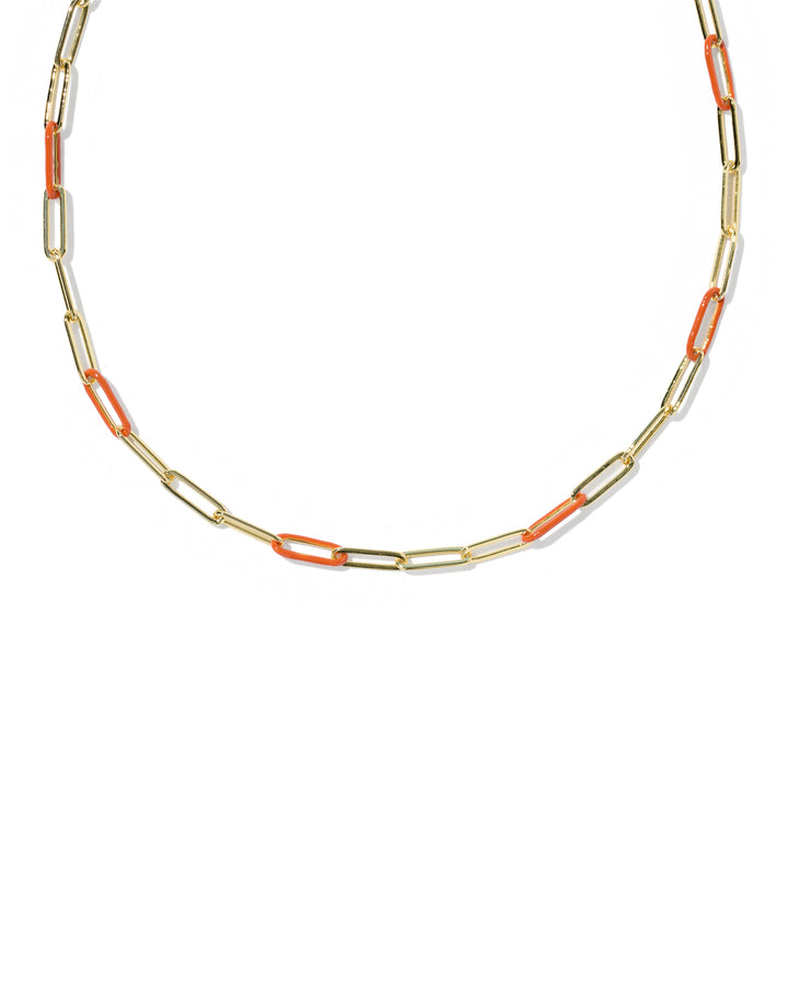 KENDRA SCOTT: COURTNEY ENAMEL PAPERCLIP NECKLACE - BURNT ORANGE