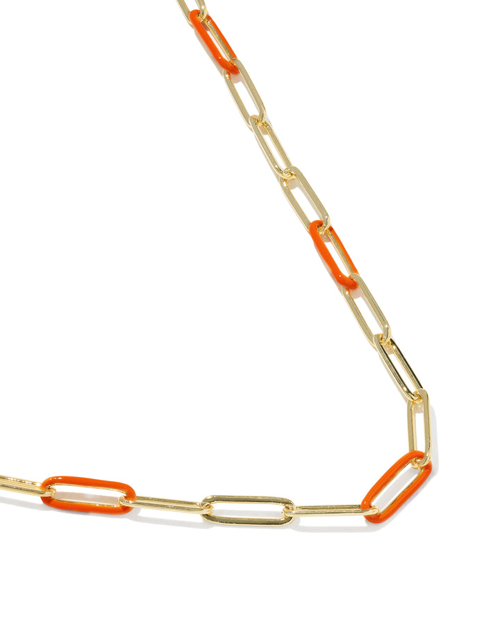KENDRA SCOTT: COURTNEY ENAMEL PAPERCLIP NECKLACE - BURNT ORANGE