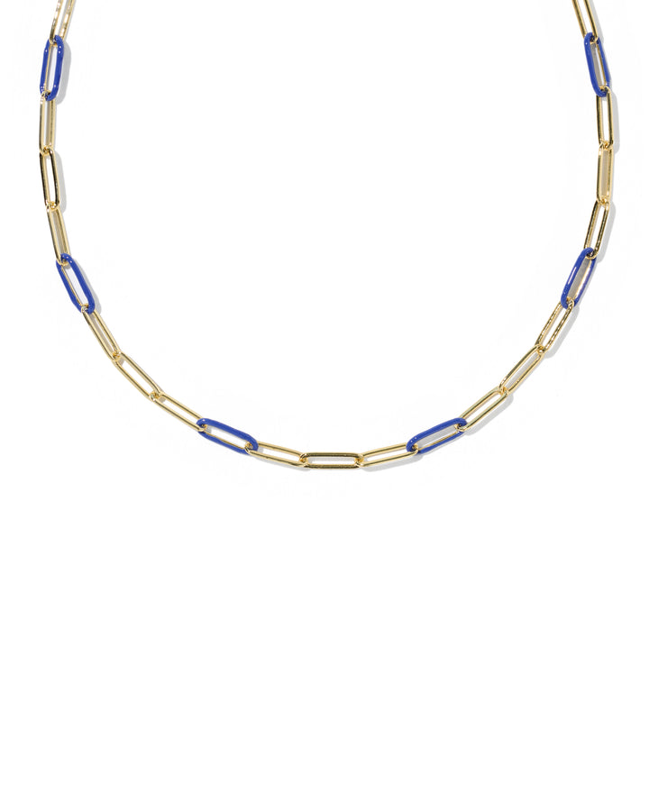 KENDRA SCOTT: COURTNEY ENAMEL PAPERCLIP NECKLACE - COBALT BLUE