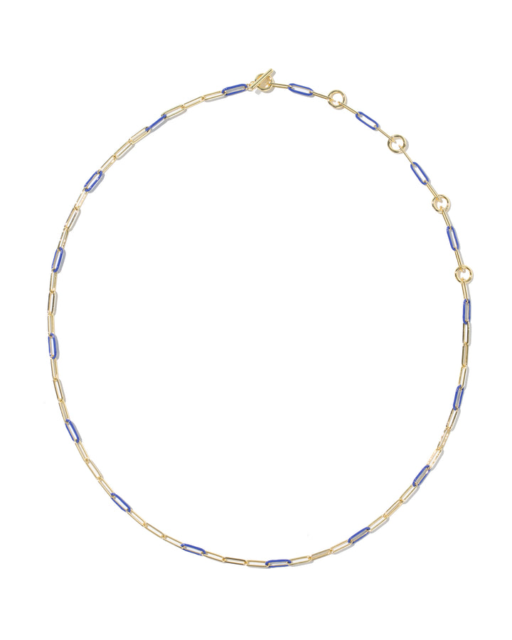 KENDRA SCOTT: COURTNEY ENAMEL PAPERCLIP NECKLACE - COBALT BLUE