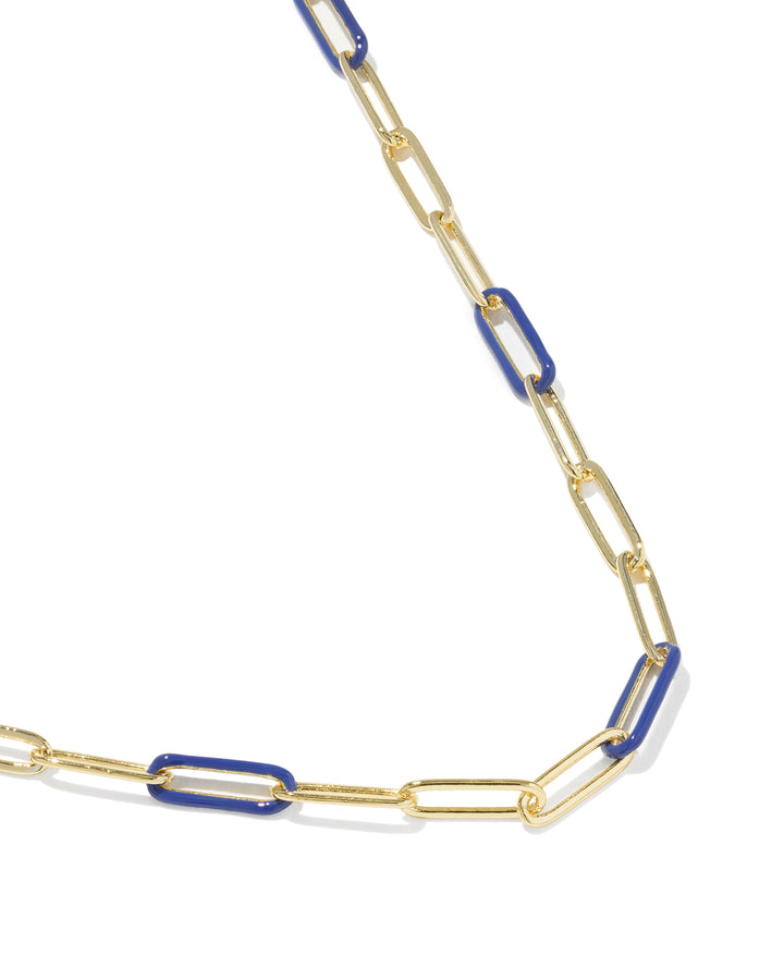 KENDRA SCOTT: COURTNEY ENAMEL PAPERCLIP NECKLACE - COBALT BLUE