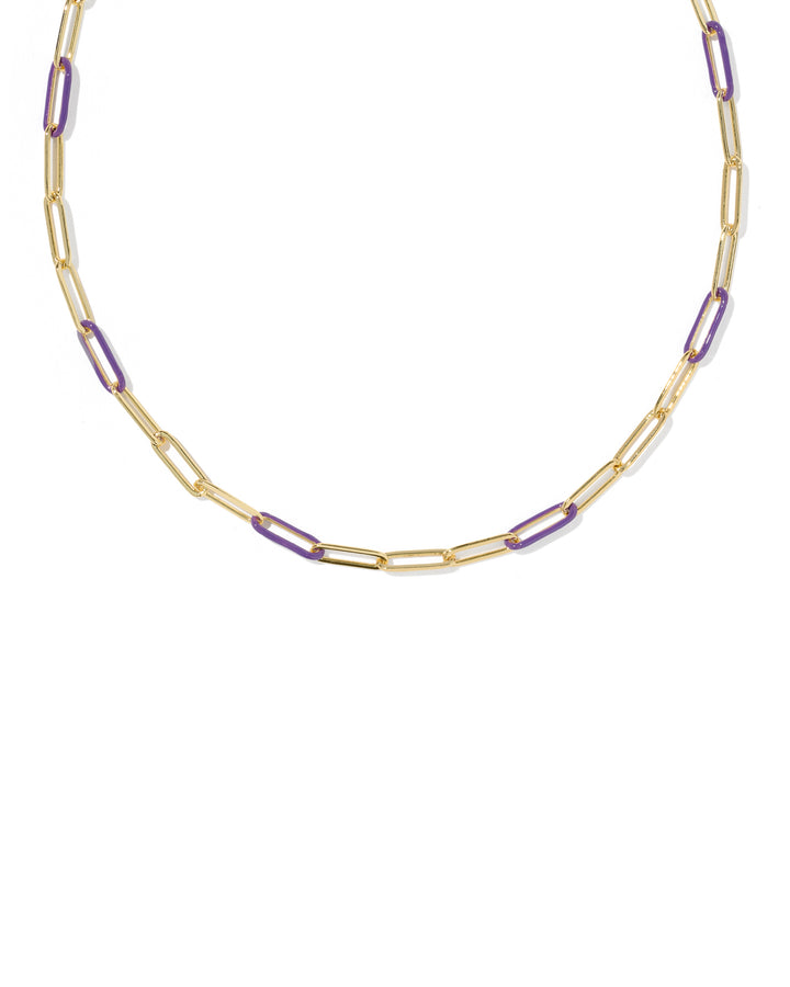 KENDRA SCOTT: COURTNEY ENAMEL PAPERCLIP NECKLACE - PURPLE