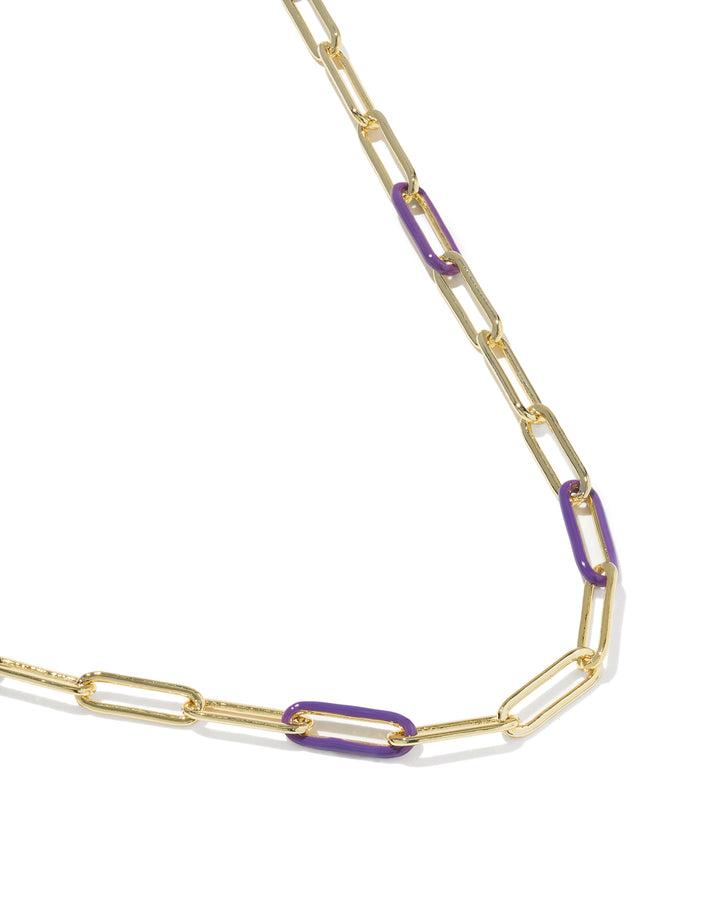 KENDRA SCOTT: COURTNEY ENAMEL PAPERCLIP NECKLACE - PURPLE