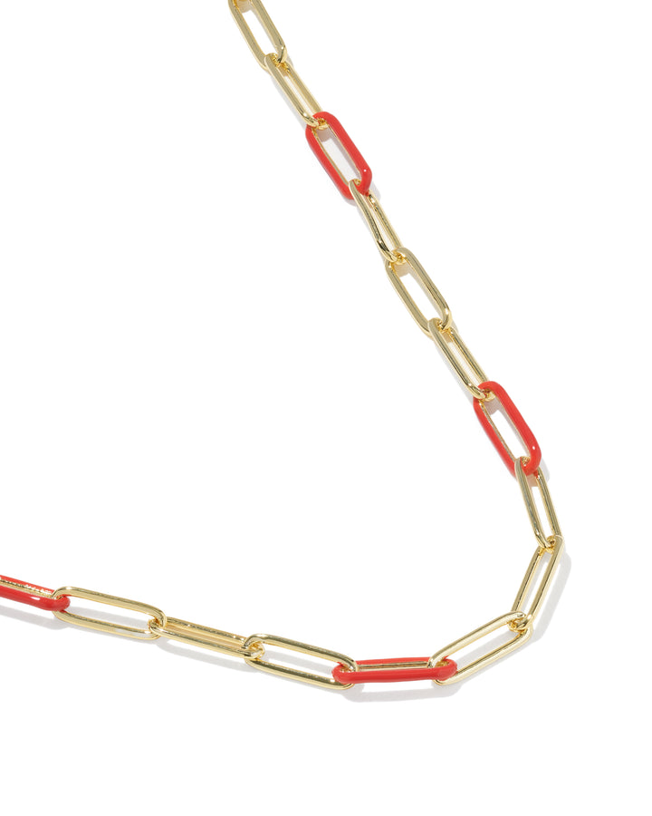 KENDRA SCOTT: COURTNEY ENAMEL PAPERCLIP NECKLACE - RED