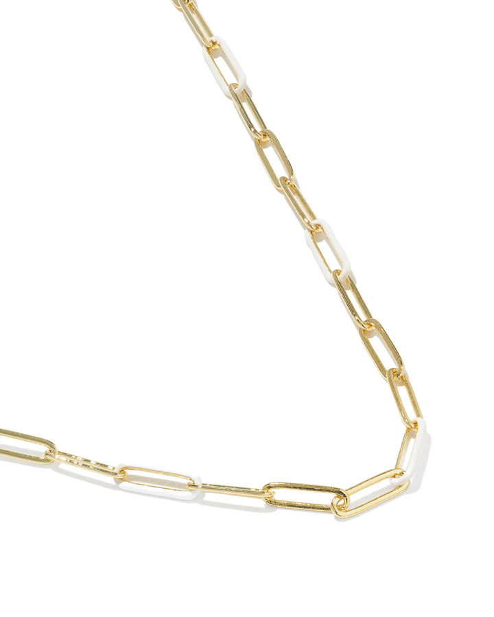 KENDRA SCOTT: COURTNEY ENAMEL PAPERCLIP NECKLACE - WHITE