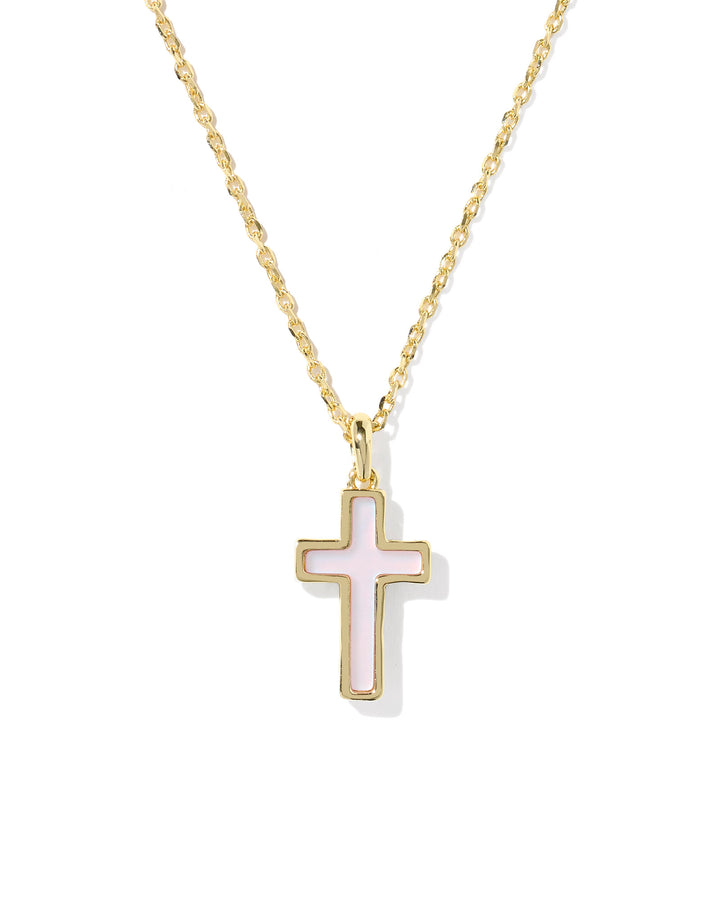 KENDRA SCOTT: CROSS NECKLACE-PINK