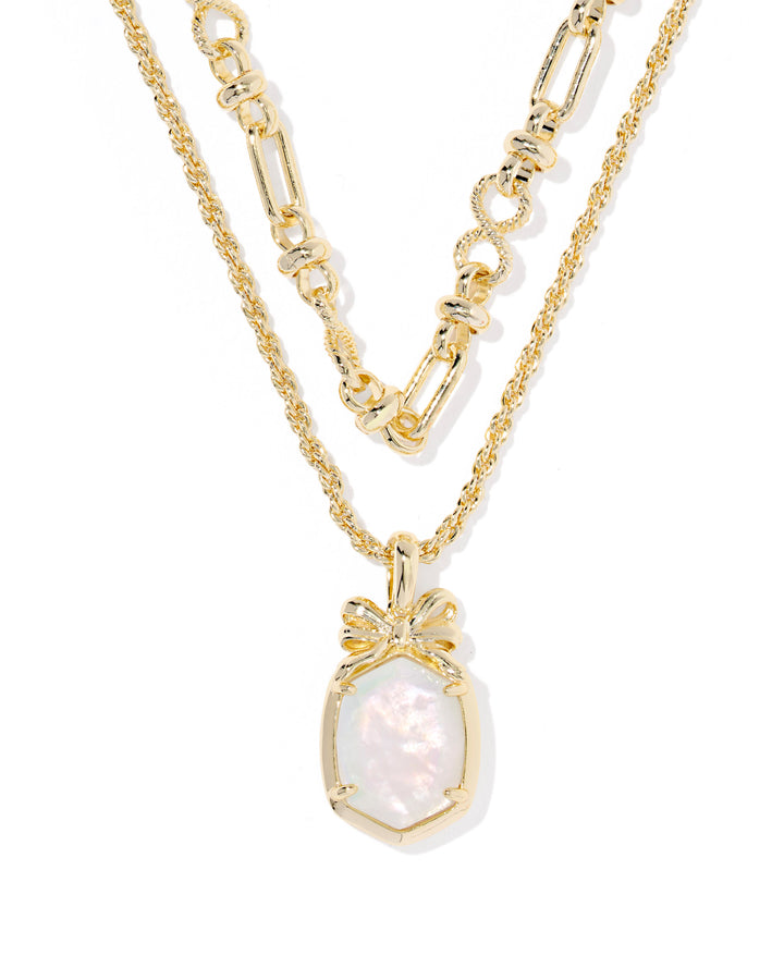 KENDRA SCOTT: GOLD DAPHNE BOW MULTI STRAND NECKLACE