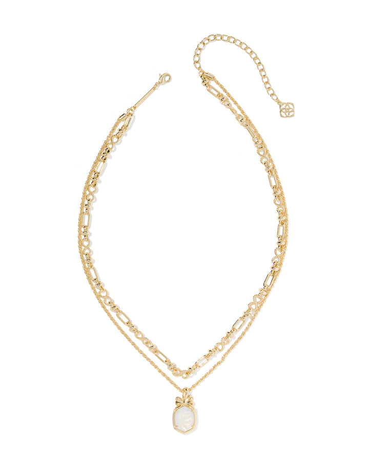 KENDRA SCOTT: GOLD DAPHNE BOW MULTI STRAND NECKLACE
