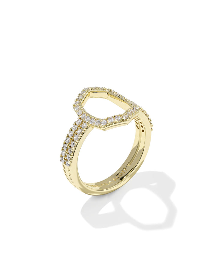 KENDRA SCOTT: DAPHNE PAVE COCKTAIL RING-GOLD