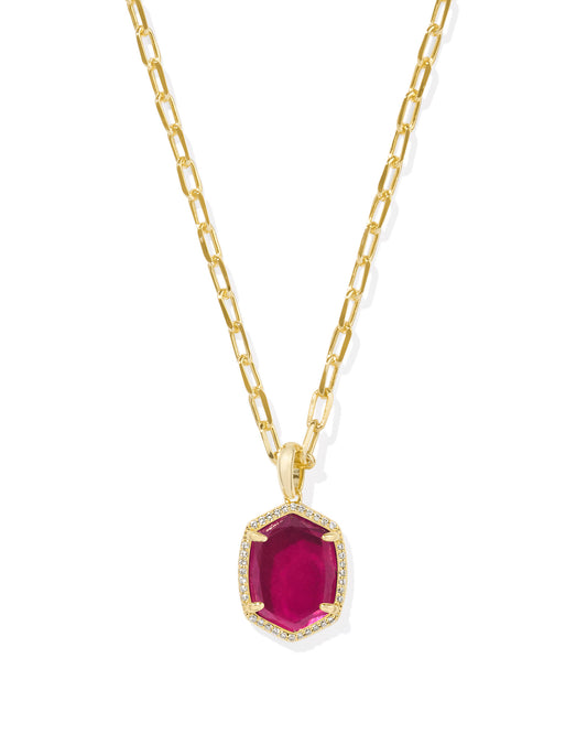 KENDRA SCOTT: DAPHNE PAVE FRAMED PENDANT NECKLACE