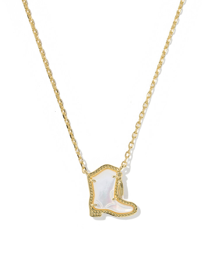 KENDRA SCOTT: GOLD DRILL BOOT PENDANT NECKLACE