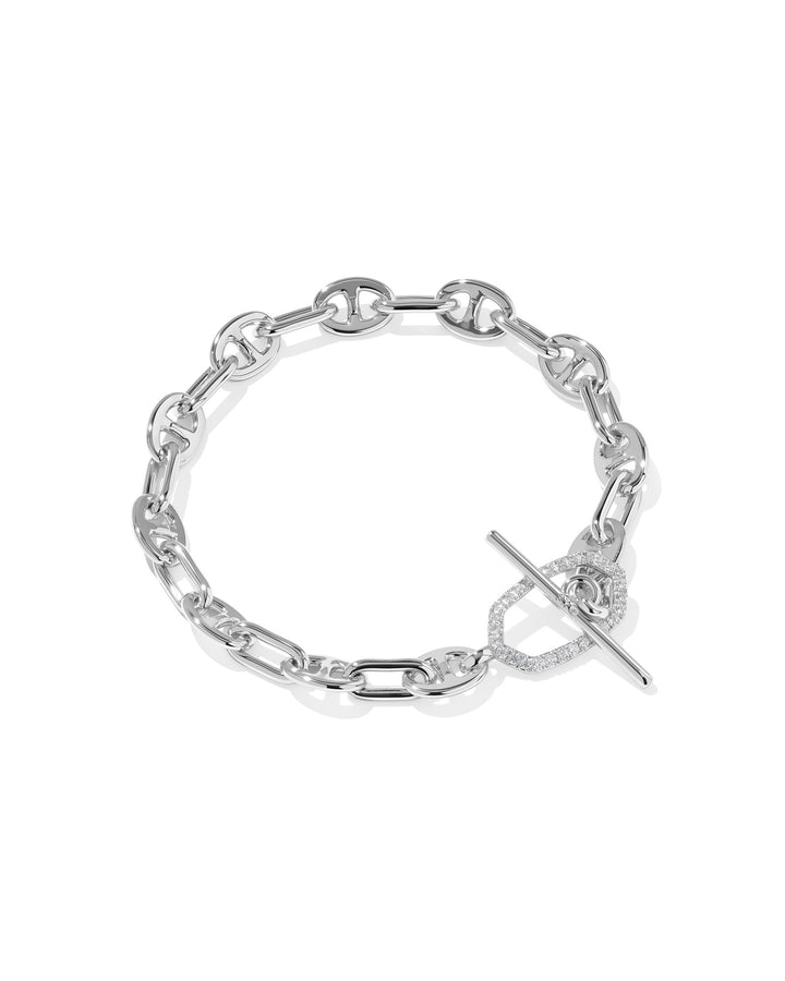 KENDRA SCOTT: ELAINA TOGGLE & LINK CHAIN BRACELET-RHODIUM