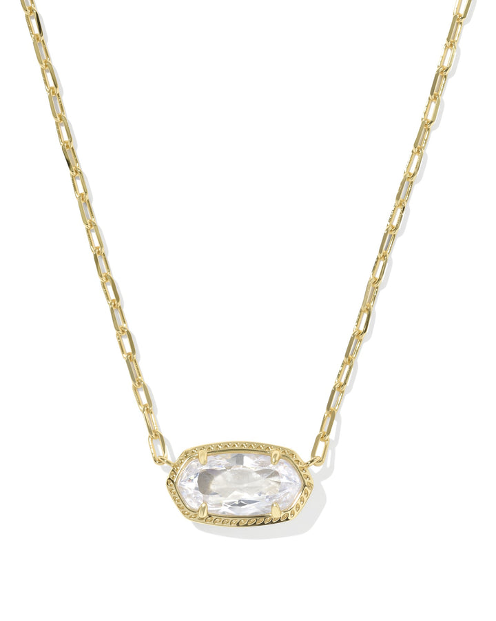 KENDRA SCOTT: ELISA LUXE PENDANT NECKLACE-GOLD/WHITE