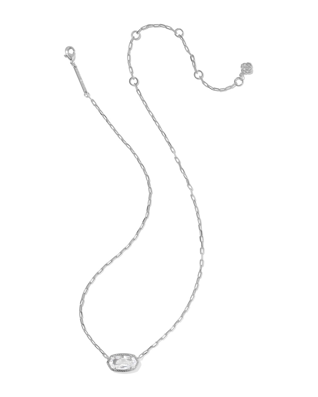 KENDRA SCOTT: ELISA LUXE PENDANT NECKLACE-RHODIUM/WHITE