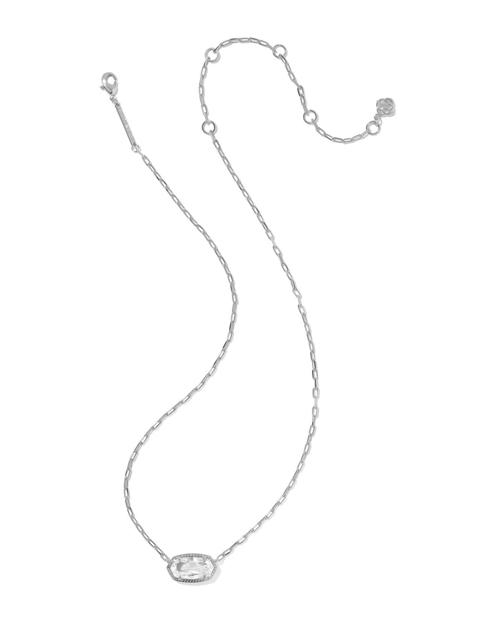 KENDRA SCOTT: ELISA LUXE PENDANT NECKLACE-RHODIUM/WHITE