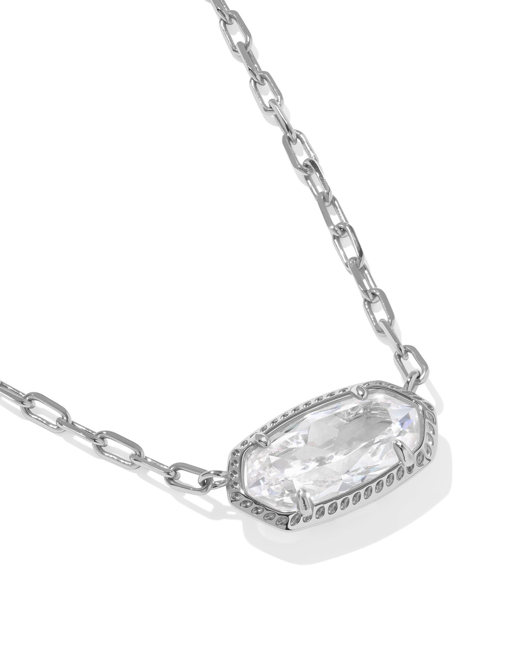 KENDRA SCOTT: ELISA LUXE PENDANT NECKLACE-RHODIUM/WHITE