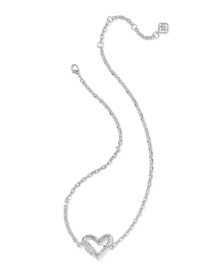 KENDRA SCOTT: RHODIUM EMERY HEART PENDANT NECKLACE