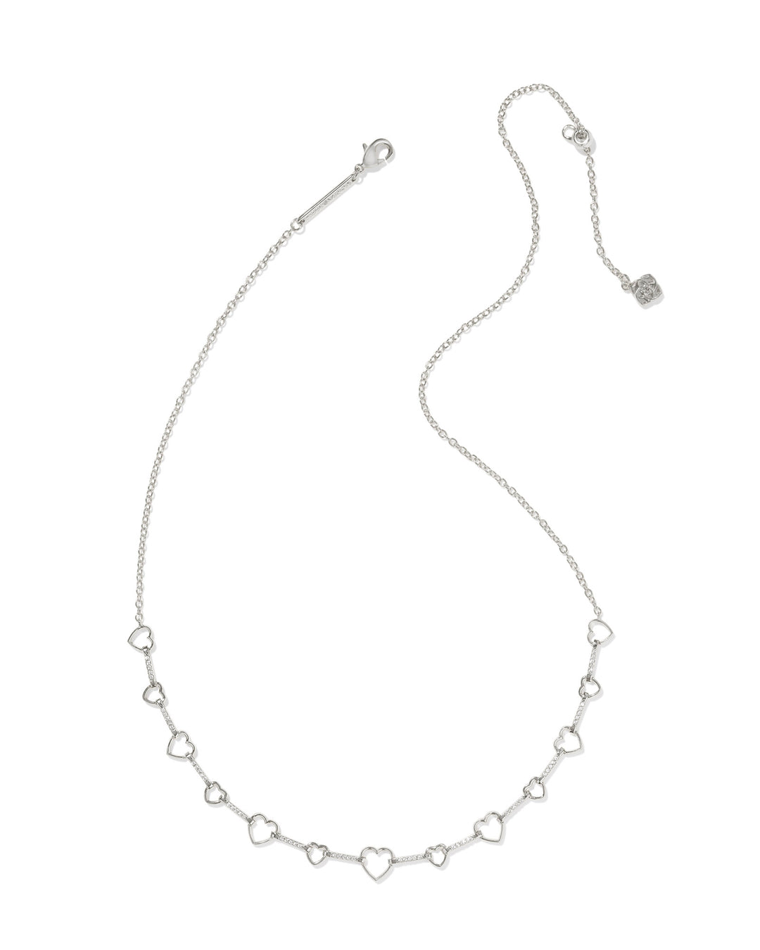Kendra Scott: Rhodium Crystal Haisley Heart Strand Necklace