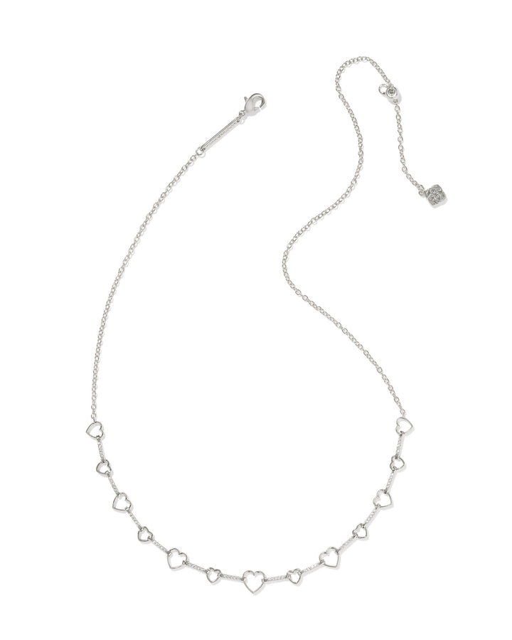 Kendra Scott: Rhodium Crystal Haisley Heart Strand Necklace