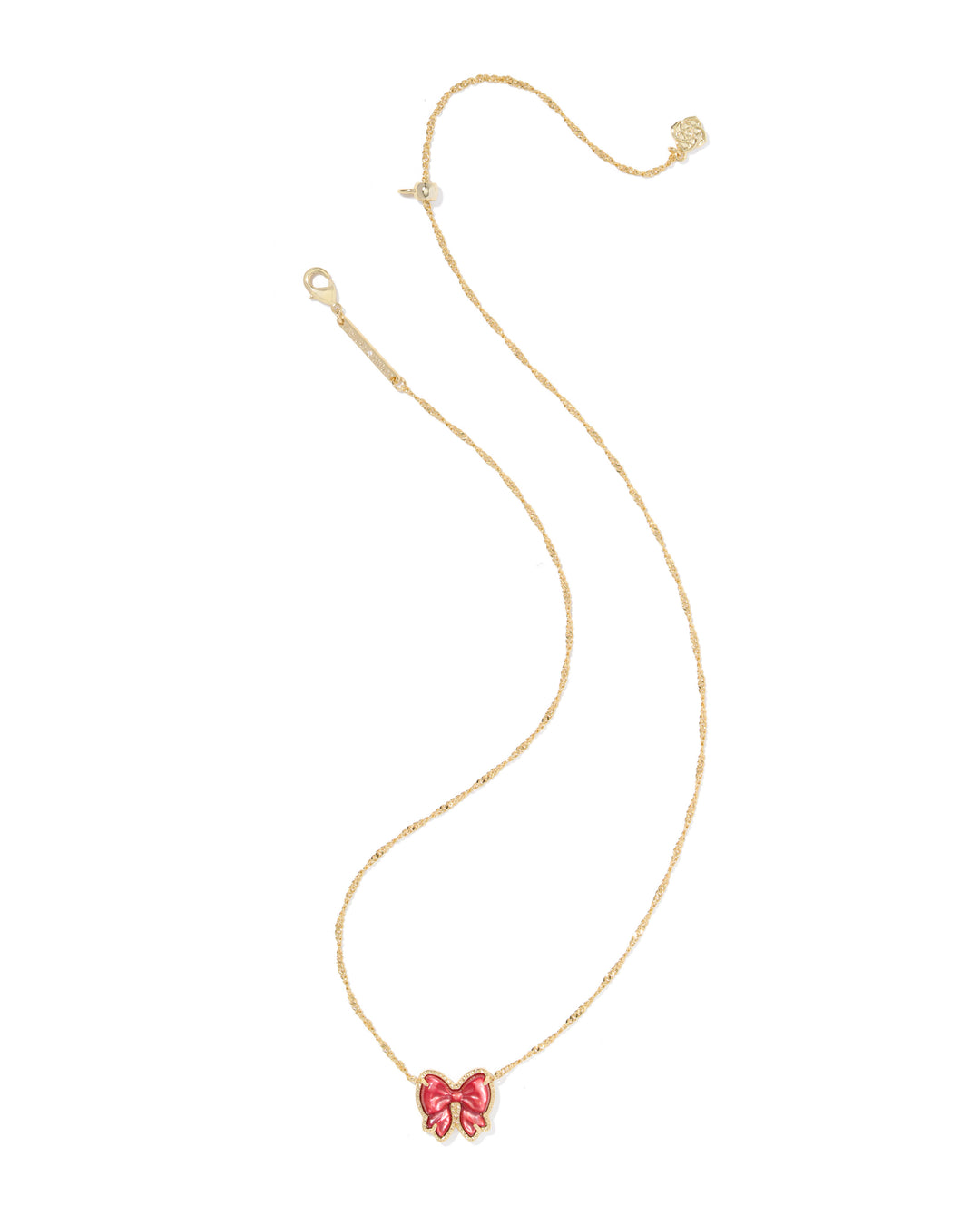 KENDRA SCOTT: HALEY BOW PENDANT NECKLACE-GOLD/ SCARLET MOP