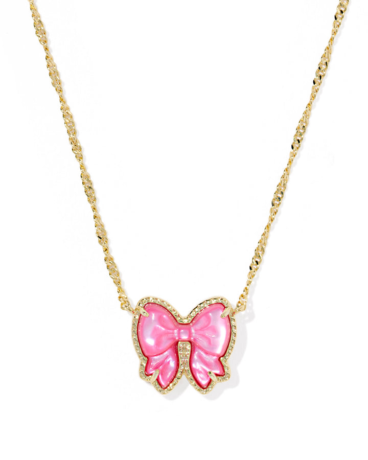 KENDRA SCOTT: HALEY BOW PENDANT NECKLACE-GOLD/ROSE VIOLET MOP