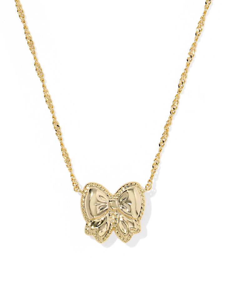 KENDRA SCOTT: HALEY BOW PENDANT NECKLACE-GOLD/ROSE VIOLET MOP