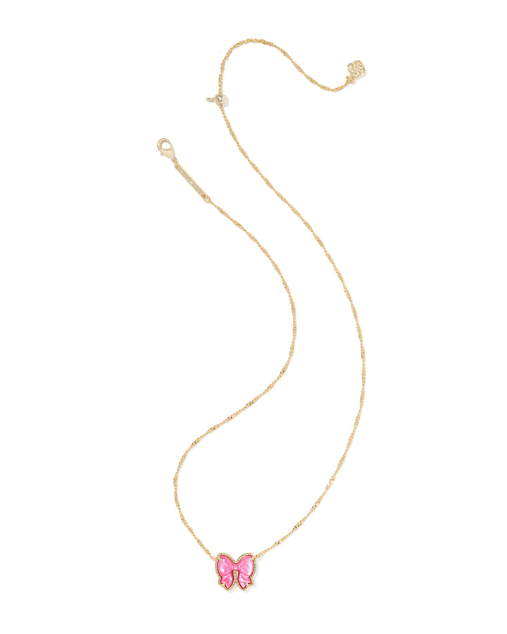 KENDRA SCOTT: HALEY BOW PENDANT NECKLACE-GOLD/ROSE VIOLET MOP