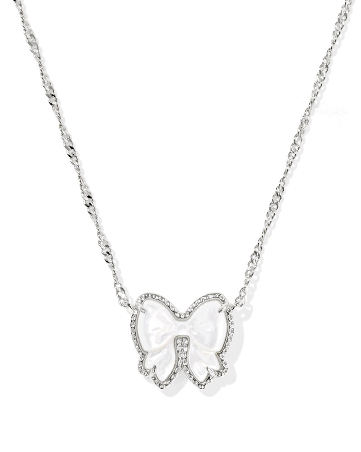 KENDRA SCOTT: RHODIUM HALEY BOW PENDANT NECKLACE