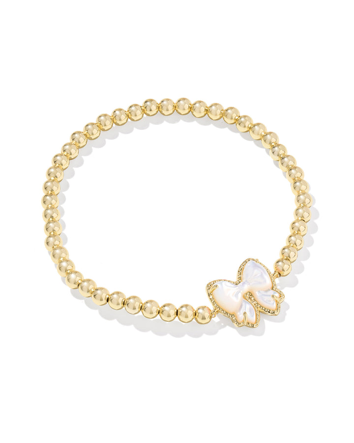 KENDRA SCOTT: IVORY MOP HALEY BOW STRETCH BRACELET