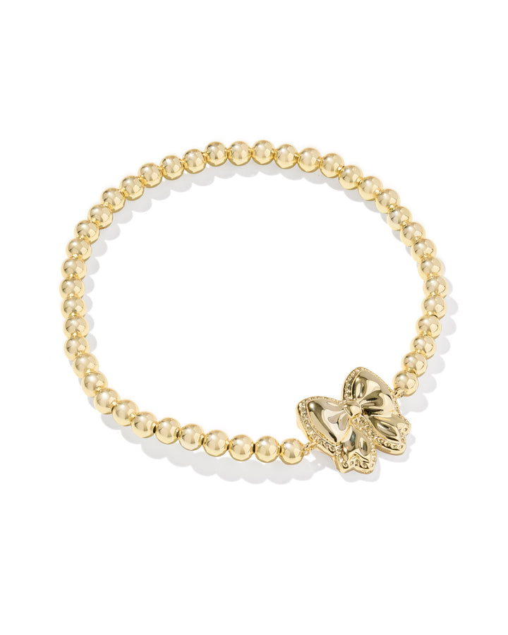 KENDRA SCOTT: HALEY BOW STRETCH BRACELET-GOLD/ SCARLET MOP