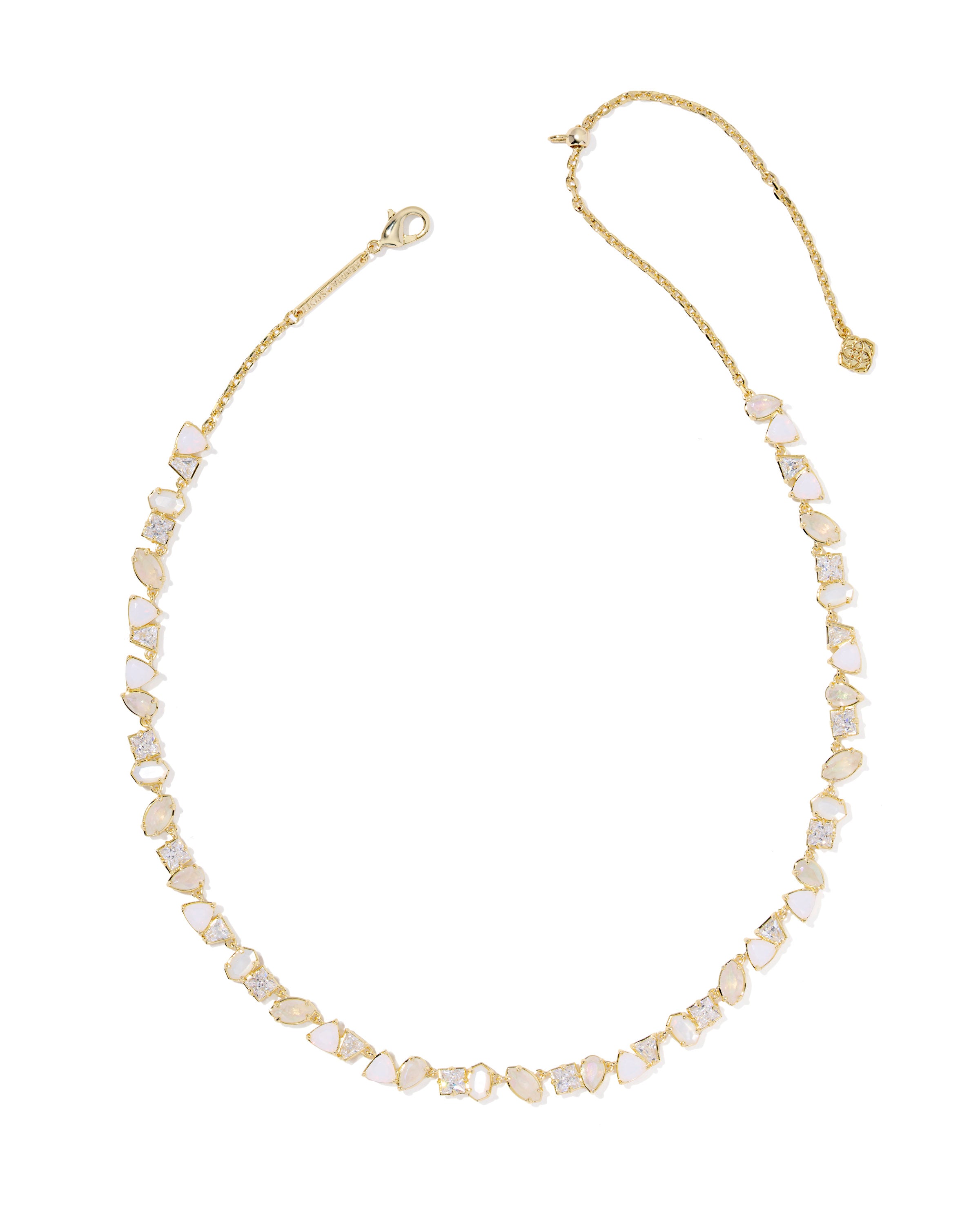 KENDRA SCOTT: GOLD & NEUTRAL MIX ISABELLE TENNIS NECKLACE – The