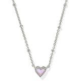 KENDRA SCOTT: MINI ARI HEART SATELLITE NECKLACE RHODIUM / BUBBLEGUM PINK OPAL