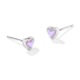 KENDRA SCOTT: MINI ARI HEART STUD RHODIUM / BUBBLEGUM PINK OPAL