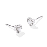 KENDRA SCOTT: MINI ARI HEART STUD RHODIUM / IVORY MOP