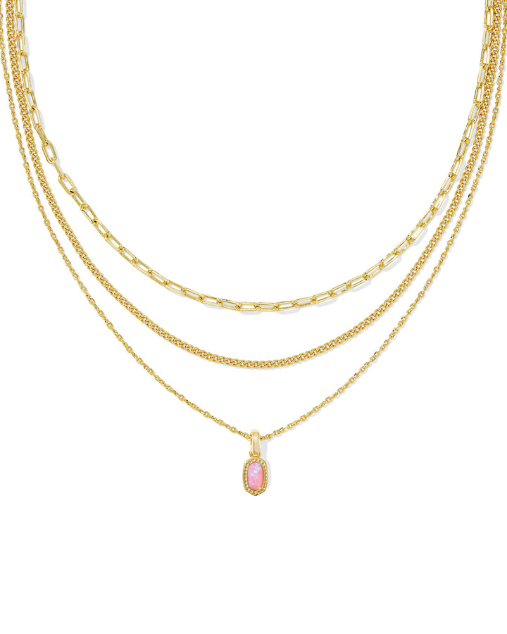 KENDRA SCOTT: CARNATION OPAL MINI ELISA TRIPLE STRAND NECKLACE