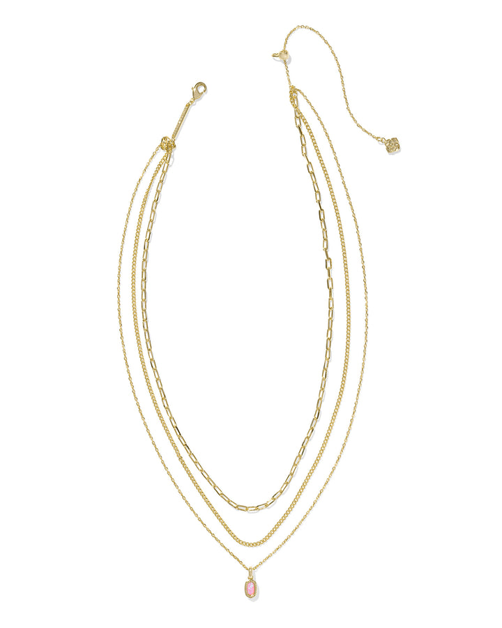 KENDRA SCOTT: CARNATION OPAL MINI ELISA TRIPLE STRAND NECKLACE