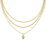 KENDRA SCOTT: LIGHT TEAL OPAL MINI ELISA TRIPLE STRAND NECKLACE