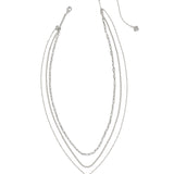 KENDRA SCOTT: RHODIUM / IRIDESCENT DRUSY MINI ELISA TRIPLE STRAND NECKLACE