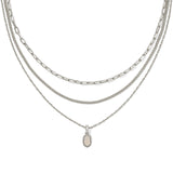 KENDRA SCOTT: RHODIUM / IRIDESCENT DRUSY MINI ELISA TRIPLE STRAND NECKLACE