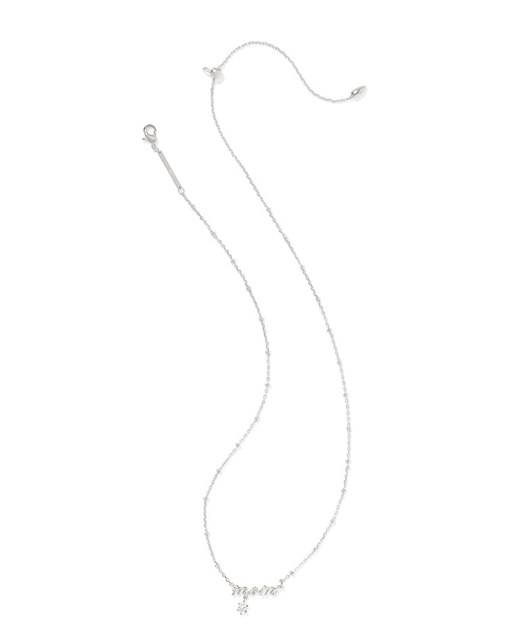 KENDRA SCOTT: MOM RHODIUM CRYSTAL PENDANT NECKLACE