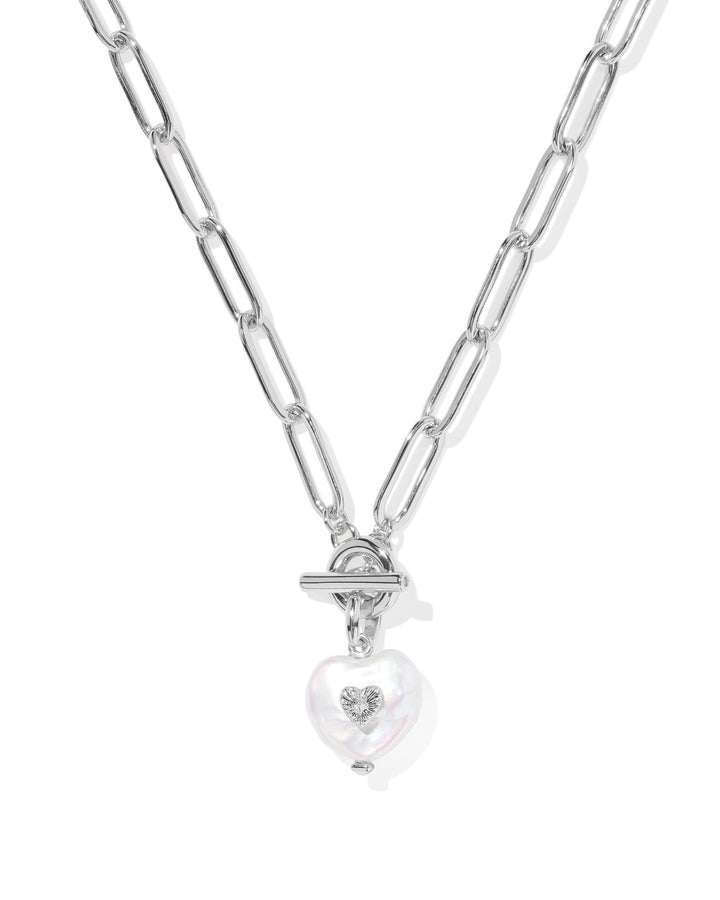 KENDRA SCOTT: SASHA HEART PENDANT NECKLACE-RHODIUM