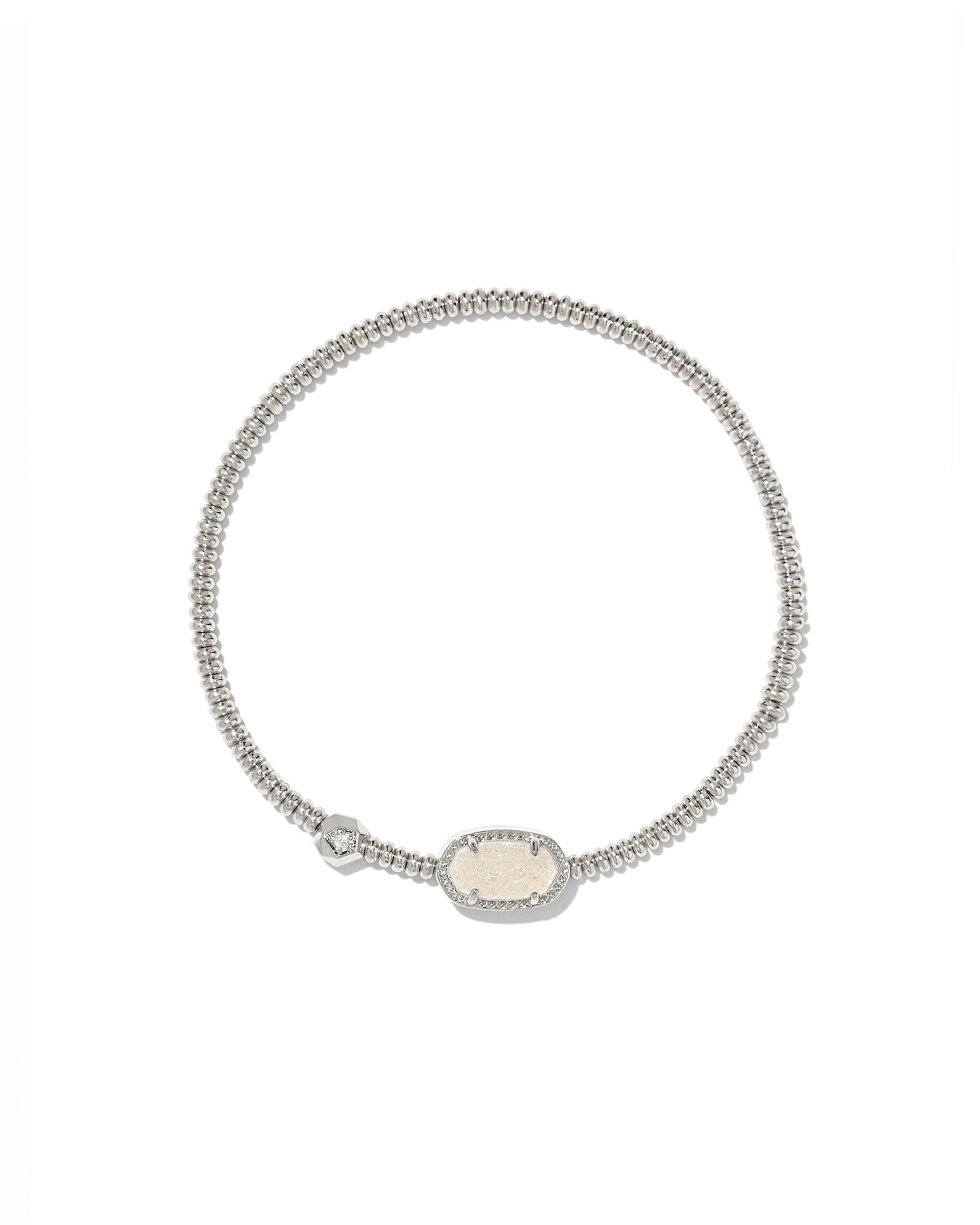 KENDRA SCOTT: GRAYSON STRETCH BRACELET SILVER IRIDESCENT DRUSY