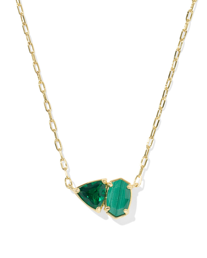 KENDRA SCOTT: TATUM PENDANT NECKLACE-GOLD/GREEN MIX