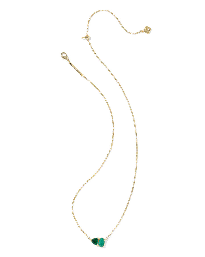 KENDRA SCOTT: TATUM PENDANT NECKLACE-GOLD/GREEN MIX